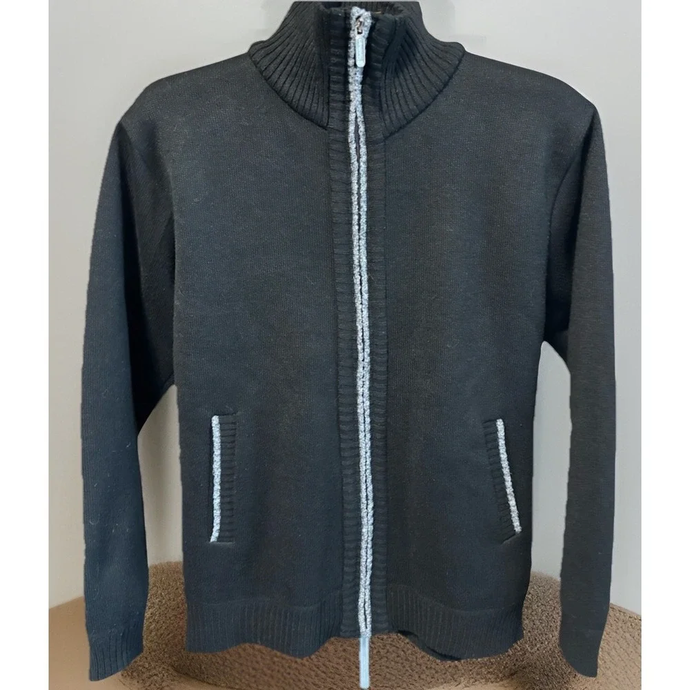 Yeokou Mens M Full Zip Cardigan Sweater Cashmere Wool Cotton Fleece Lined